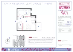 2 pokoje, mieszkanie 48,47 m², piętro 1, oferta nr C1.20, Miasteczko Brzeziny II, Warszawa, Białołęka, Brzeziny, ul. Hemara