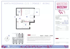 2 pokoje, mieszkanie 48,50 m², piętro 2, oferta nr C1.31, Miasteczko Brzeziny II, Warszawa, Białołęka, Brzeziny, ul. Hemara