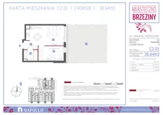2 pokoje, mieszkanie 38,56 m², parter, oferta nr C2.01, Miasteczko Brzeziny II, Warszawa, Białołęka, Brzeziny, ul. Hemara