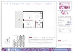 2 pokoje, mieszkanie 39,58 m², parter, oferta nr C2.06, Miasteczko Brzeziny II, Warszawa, Białołęka, Brzeziny, ul. Hemara