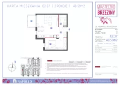 2 pokoje, mieszkanie 48,54 m², piętro 2, oferta nr E2.37, Miasteczko Brzeziny II, Warszawa, Białołęka, Brzeziny, ul. Hemara