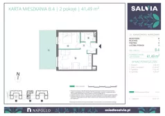 2 pokoje, mieszkanie 41,49 m², parter, oferta nr B.04, Osiedle Salvia, Warszawa, Białołęka, Kobiałka, ul. Mańkowska