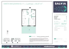 2 pokoje, mieszkanie 36,47 m², parter, oferta nr B.11, Osiedle Salvia, Warszawa, Białołęka, Kobiałka, ul. Mańkowska