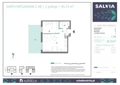 2 pokoje, mieszkanie 45,74 m², parter, oferta nr C.48, Osiedle Salvia, Warszawa, Białołęka, Kobiałka, ul. Mańkowska