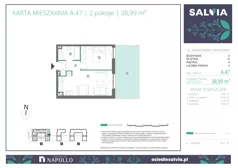 2 pokoje, mieszkanie 38,99 m², parter, oferta nr A.47, Osiedle Salvia, Warszawa, Białołęka, Kobiałka, ul. Mańkowska