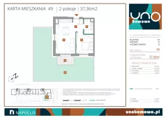 2 pokoje, mieszkanie 37,36 m², parter, oferta nr 49, UNO Bemowo, Warszawa, Bemowo, Bemowo-Lotnisko, ul. Powstańców Śląskich