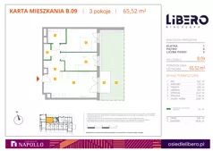 3 pokoje, mieszkanie 65,36 m², parter, oferta nr B.09, Osiedle Libero, Warszawa, Białołęka, Grodzisk, ul. Głębocka