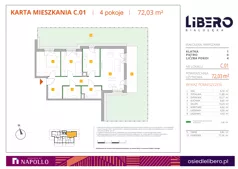 3 pokoje, mieszkanie 71,98 m², parter, oferta nr C.01, Osiedle Libero, Warszawa, Białołęka, Grodzisk, ul. Głębocka