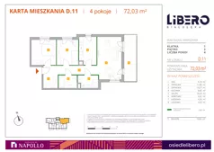 3 pokoje, mieszkanie 72,03 m², piętro 2, oferta nr D.11, Osiedle Libero, Warszawa, Białołęka, Grodzisk, ul. Głębocka