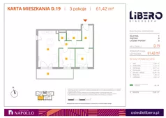 3 pokoje, mieszkanie 61,42 m², piętro 3, oferta nr D.19, Osiedle Libero, Warszawa, Białołęka, Grodzisk, ul. Głębocka