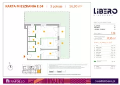3 pokoje, mieszkanie 56,90 m², parter, oferta nr E.04, Osiedle Libero, Warszawa, Białołęka, Grodzisk, ul. Głębocka
