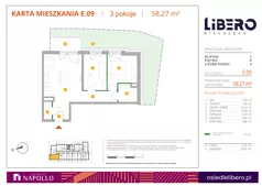 3 pokoje, mieszkanie 58,27 m², parter, oferta nr E.09, Osiedle Libero, Warszawa, Białołęka, Grodzisk, ul. Głębocka