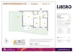 3 pokoje, mieszkanie 56,35 m², parter, oferta nr E.10, Osiedle Libero, Warszawa, Białołęka, Grodzisk, ul. Głębocka