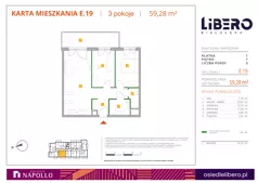 3 pokoje, mieszkanie 59,18 m², piętro 1, oferta nr E.19, Osiedle Libero, Warszawa, Białołęka, Grodzisk, ul. Głębocka