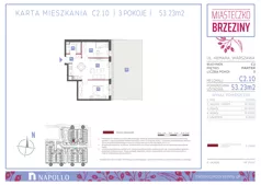 3 pokoje, mieszkanie 53,24 m², parter, oferta nr C2.10, Miasteczko Brzeziny II, Warszawa, Białołęka, Brzeziny, ul. Hemara