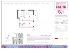 3 pokoje, mieszkanie 56,14 m², piętro 1, oferta nr D2.20, Miasteczko Brzeziny II, Warszawa, Białołęka, Brzeziny, ul. Hemara