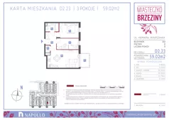 3 pokoje, mieszkanie 58,98 m², piętro 2, oferta nr D2.23, Miasteczko Brzeziny II, Warszawa, Białołęka, Brzeziny, ul. Hemara