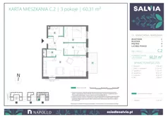 3 pokoje, mieszkanie 60,31 m², parter, oferta nr C.02, Osiedle Salvia, Warszawa, Białołęka, Kobiałka, ul. Mańkowska