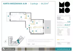 3 pokoje, mieszkanie 64,33 m², parter, oferta nr A.04, Osiedle MONO, Warszawa, Białołęka, Tarchomin, ul. Odkryta 53