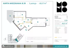 3 pokoje, mieszkanie 68,57 m², parter, oferta nr B.39, Osiedle MONO, Warszawa, Białołęka, Tarchomin, ul. Odkryta 53