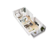 3 pokoje, mieszkanie 53,75 m², piętro 7, oferta nr 45, UNO Bemowo, Warszawa, Bemowo, Bemowo-Lotnisko, ul. Powstańców Śląskich