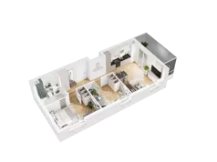 3 pokoje, mieszkanie 53,75 m², piętro 7, oferta nr 45, UNO Bemowo, Warszawa, Bemowo, Bemowo-Lotnisko, ul. Powstańców Śląskich