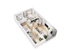 3 pokoje, mieszkanie 57,02 m², piętro 1, oferta nr 02, UNO Bemowo, Warszawa, Bemowo, Bemowo-Lotnisko, ul. Powstańców Śląskich
