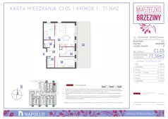 4 pokoje, mieszkanie 77,49 m², parter, oferta nr C1.05, Miasteczko Brzeziny II, Warszawa, Białołęka, Brzeziny, ul. Hemara