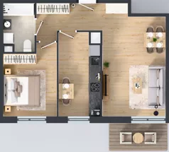 2 pokoje, mieszkanie 51,93 m², piętro 1, oferta nr B.45, Osiedle MONO, Warszawa, Białołęka, Tarchomin, ul. Odkryta 53