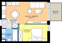 2 pokoje, mieszkanie 39,66 m², piętro 1, oferta nr C1.18, Miasteczko Brzeziny II, Warszawa, Białołęka, Brzeziny, ul. Hemara