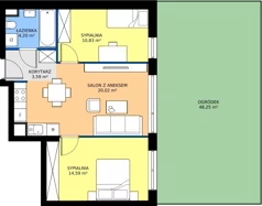 3 pokoje, mieszkanie 53,24 m², parter, oferta nr C2.10, Miasteczko Brzeziny II, Warszawa, Białołęka, Brzeziny, ul. Hemara