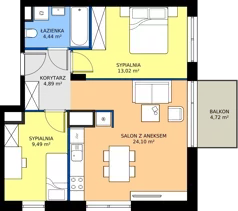3 pokoje, mieszkanie 55,80 m², piętro 2, oferta nr C2.33, Miasteczko Brzeziny II, Warszawa, Białołęka, Brzeziny, ul. Hemara