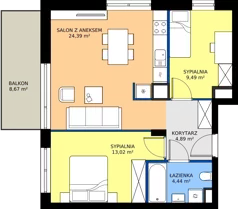 3 pokoje, mieszkanie 56,21 m², piętro 1, oferta nr D1.20, Miasteczko Brzeziny II, Warszawa, Białołęka, Brzeziny, ul. Hemara