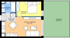 2 pokoje, mieszkanie 39,66 m², parter, oferta nr E1.06, Miasteczko Brzeziny II, Warszawa, Białołęka, Brzeziny, ul. Hemara