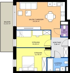 3 pokoje, mieszkanie 58,98 m², piętro 2, oferta nr E1.22, Miasteczko Brzeziny II, Warszawa, Białołęka, Brzeziny, ul. Hemara