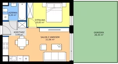 2 pokoje, mieszkanie 39,68 m², parter, oferta nr E1.05, Miasteczko Brzeziny II, Warszawa, Białołęka, Brzeziny, ul. Hemara