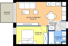 2 pokoje, mieszkanie 38,70 m², piętro 1, oferta nr E2.24, Miasteczko Brzeziny II, Warszawa, Białołęka, Brzeziny, ul. Hemara