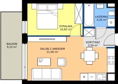 2 pokoje, mieszkanie 39,58 m², piętro 2, oferta nr E2.34, Miasteczko Brzeziny II, Warszawa, Białołęka, Brzeziny, ul. Hemara