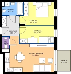 3 pokoje, mieszkanie 58,85 m², piętro 2, oferta nr E2.31, Miasteczko Brzeziny II, Warszawa, Białołęka, Brzeziny, ul. Hemara