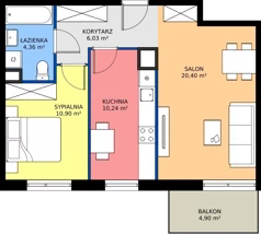 2 pokoje, mieszkanie 51,93 m², piętro 1, oferta nr B.45, Osiedle MONO, Warszawa, Białołęka, Tarchomin, ul. Odkryta 53