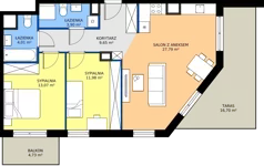 3 pokoje, mieszkanie 70,40 m², piętro 3, oferta nr C.78, Osiedle MONO, Warszawa, Białołęka, Tarchomin, ul. Odkryta 53