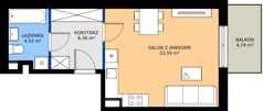 1 pokój, mieszkanie 33,48 m², piętro 1, oferta nr C.65, Osiedle MONO, Warszawa, Białołęka, Tarchomin, ul. Odkryta 53