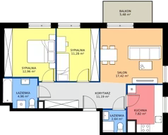 3 pokoje, mieszkanie 68,27 m², piętro 2, oferta nr A.10, Osiedle MONO, Warszawa, Białołęka, Tarchomin, ul. Odkryta 53