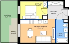 2 pokoje, mieszkanie 39,34 m², parter, oferta nr C.63, Osiedle MONO, Warszawa, Białołęka, Tarchomin, ul. Odkryta 53