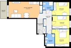 4 pokoje, mieszkanie 88,75 m², piętro 1, oferta nr B.46, Osiedle MONO, Warszawa, Białołęka, Tarchomin, ul. Odkryta 53