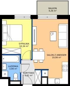 2 pokoje, mieszkanie 38,23 m², piętro 1, oferta nr A.08, Osiedle MONO, Warszawa, Białołęka, Tarchomin, ul. Odkryta 53