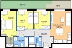 4 pokoje, mieszkanie 68,56 m², parter, oferta nr A.02, Osiedle MONO, Warszawa, Białołęka, Tarchomin, ul. Odkryta 53