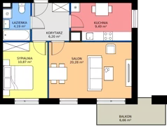 2 pokoje, mieszkanie 51,03 m², piętro 1, oferta nr A.06, Osiedle MONO, Warszawa, Białołęka, Tarchomin, ul. Odkryta 53