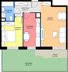 2 pokoje, mieszkanie 51,87 m², parter, oferta nr B.41, Osiedle MONO, Warszawa, Białołęka, Tarchomin, ul. Odkryta 53