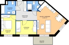 3 pokoje, mieszkanie 61,48 m², piętro 1, oferta nr B.44, Osiedle MONO, Warszawa, Białołęka, Tarchomin, ul. Odkryta 53
